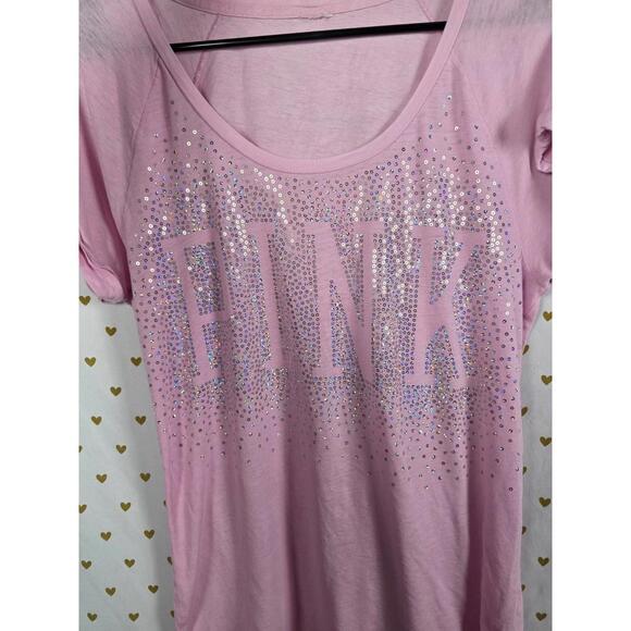 Victorias secret pink Bling Sequined logo tee shirt medium - Picture 7 of 7